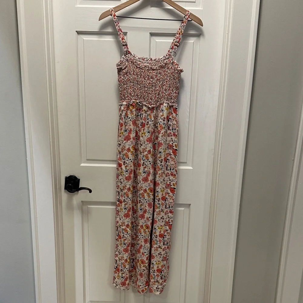 Mi Ami‎ Women's Medium Flocked Multicolor Floral Jumpsuit - Picture 3 of 11